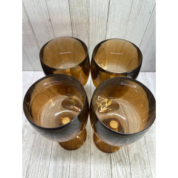 Vtg Tiki Bar Wine Goblets Acrylic Tree Bamboo Style Stem Cocktail Glasses Set 4 - Picture 3 of 7